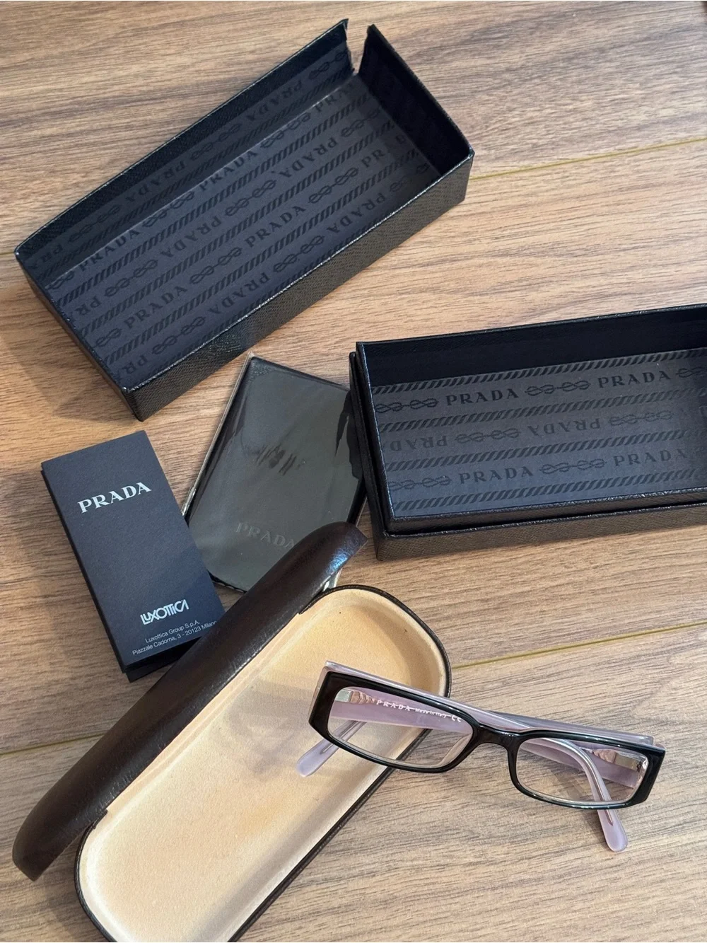 Prada Dark Brown \ Pink Rectangular Eyeglasses so 90s!!